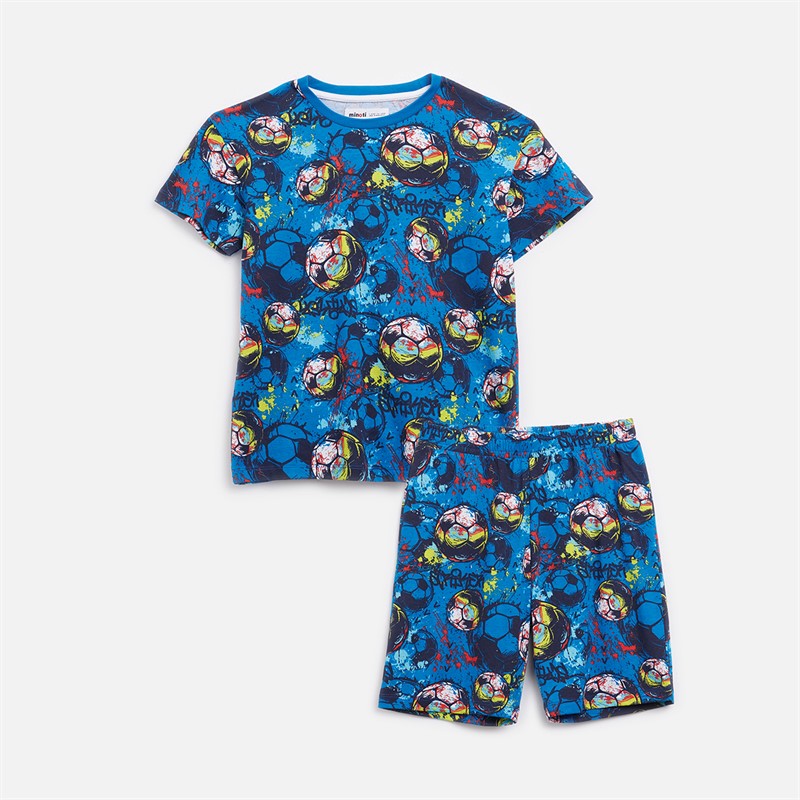 MINOTI Drenge To Pak Fodbold Pyjamas Hvid / Navy