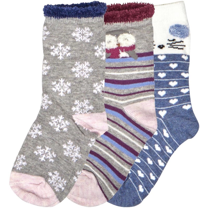 MINOTI Junior Girls Three Pack Ankle Socks Multi
