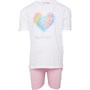 MINOTI Girls Love And Peace T-Shirt And Shorts Set White/Pink