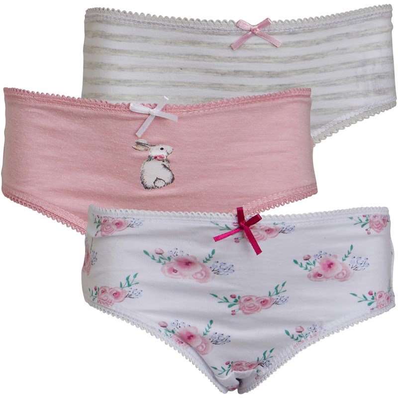 Buy MINOTI Infant Girls Three Pack Of Knickers Pink/White