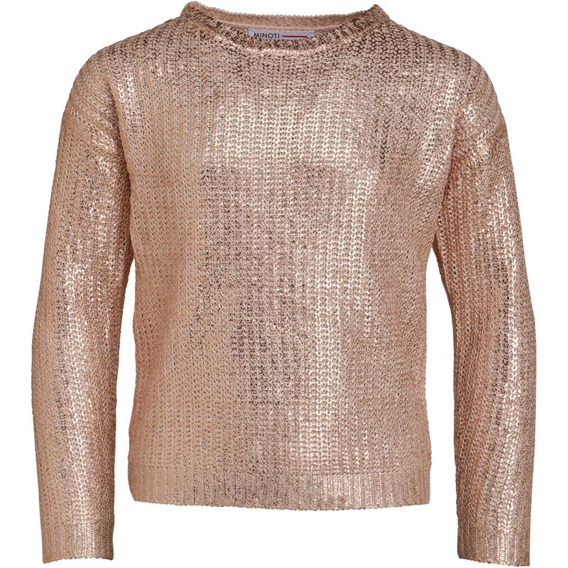 Buy MINOTI Girls Metal Foil Print Chunky Knit Jumper Rose Gold