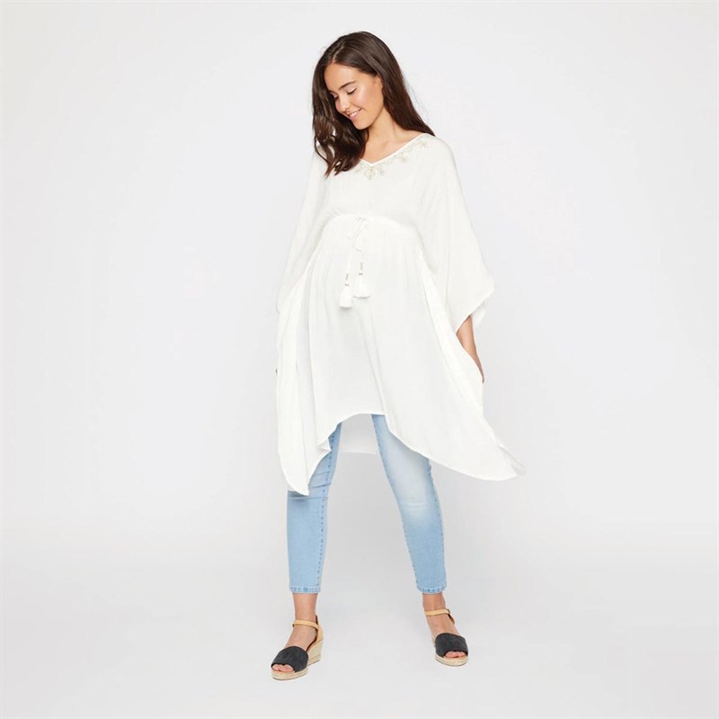 Mamalicious Damen Gillian Maxi Kleid Weiß