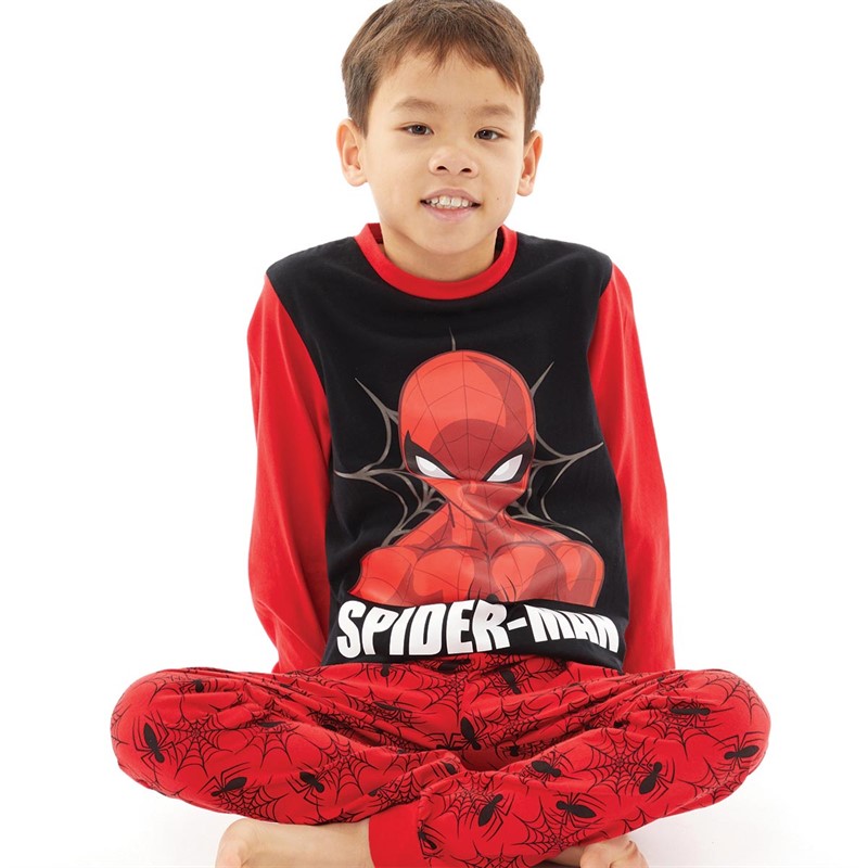 Pyjama Long Garçon Spiderman - Ensemble 2 Pièces - Tissu Doux - Licence Officielle Marvel