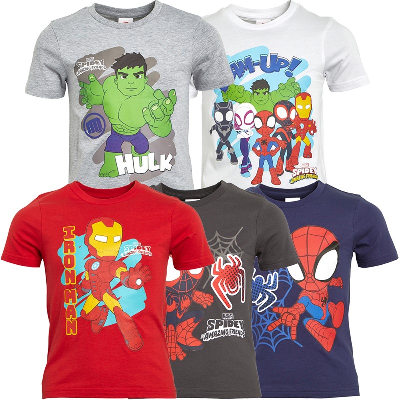 Buy Spiderman Boys Spidey And Friends Five Pack T-Shirts Multi