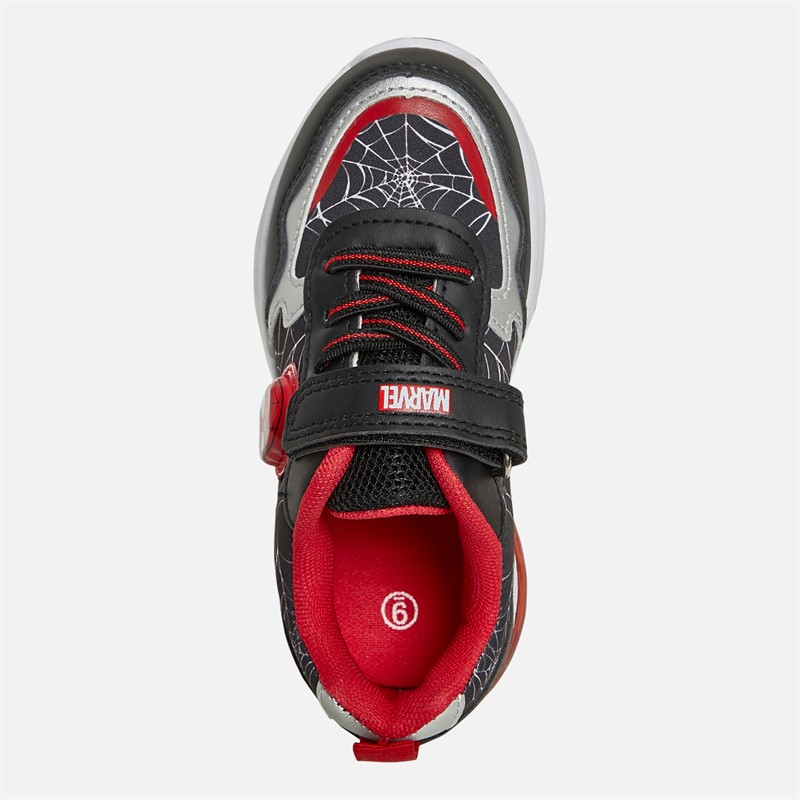 Spiderman Boys Light Up Trainers Black/Red