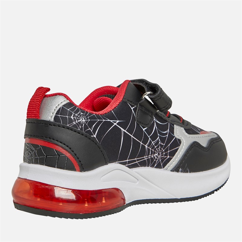 Spiderman Boys Light Up Trainers Black/Red