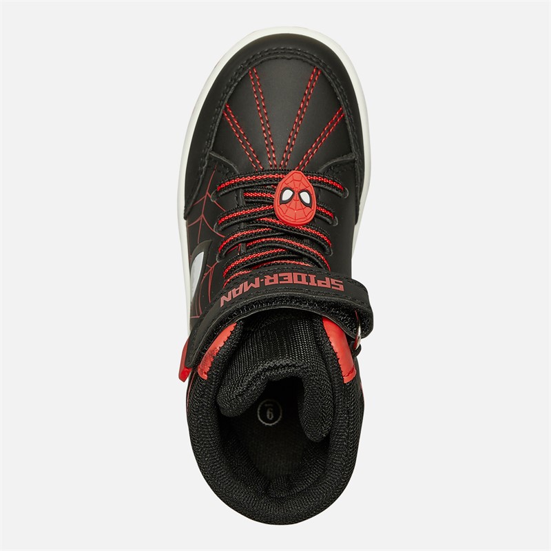 Spiderman Infant Boys Embossed Eyes Hi-Top Trainers Black/Red