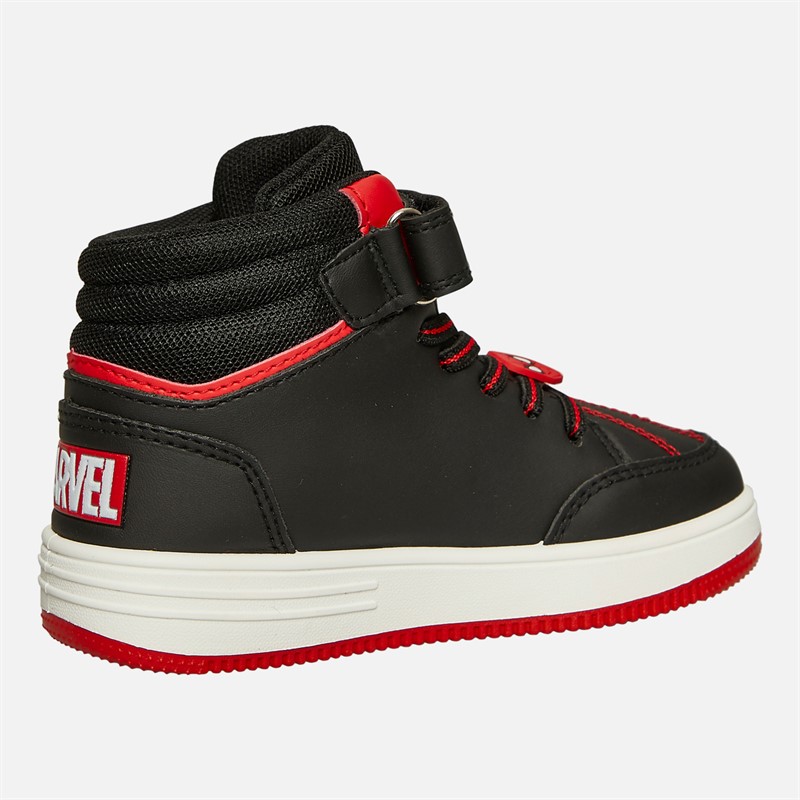 Spiderman Infant Boys Embossed Eyes Hi-Top Trainers Black/Red