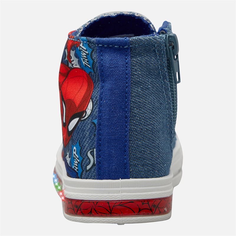 Spiderman Infant Boys Light Up Hi-Top Trainers Jeans