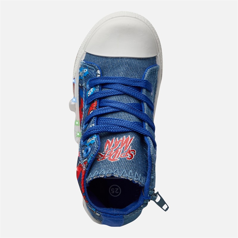 Spiderman Infant Boys Light Up Hi-Top Trainers Jeans