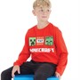 MINECRAFT Jungen T-Shirts mit langem Arm. Rot