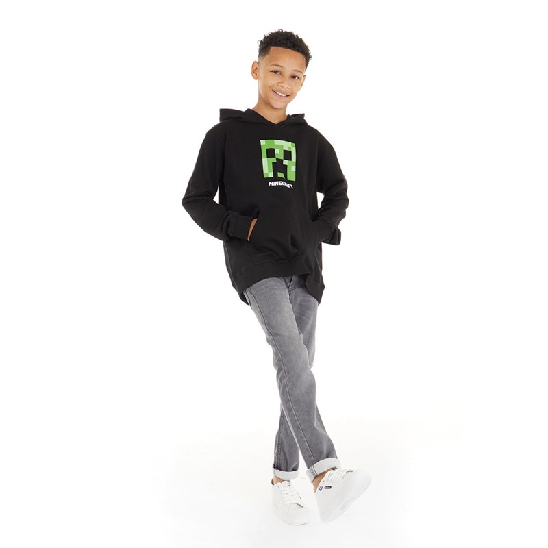 MINECRAFT Boys Creeper Face Hoodie Black