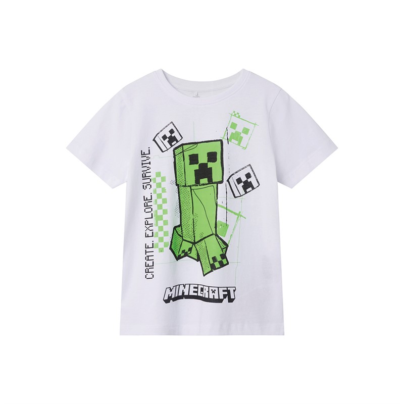 MINECRAFT Dziecięce Ramio T-shirty Biały