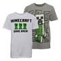 MINECRAFT T-shirts Garçon en deux pièces blanc brillant/Gris chiné