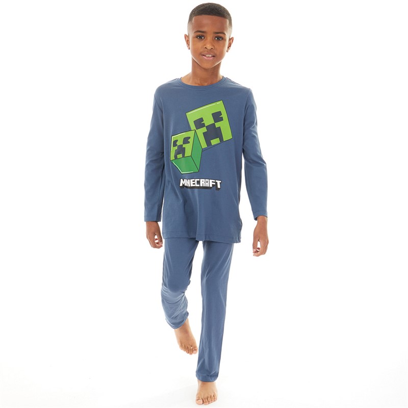 MINECRAFT Boys Marries Long Sleeve Pyjama Set Dark Denim