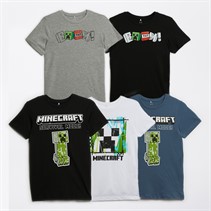 MINECRAFT Jongens Mavi T-shirt Set van 5 China Blauw/Zwart/Briljant Wit/Grijs Melange/Zwart