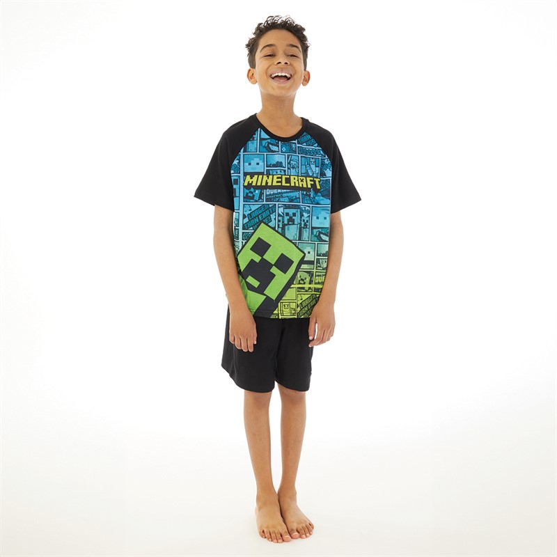 MINECRAFT Kinder Creeper Bang Shorts Pyjama Set Mehrfarbig