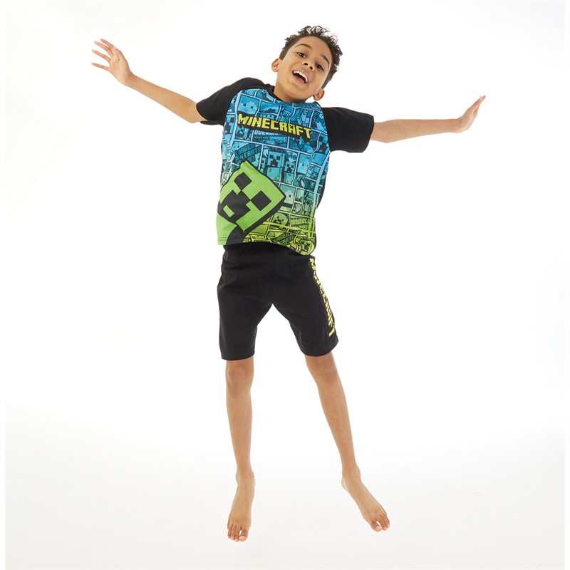 MINECRAFT Kinder Creeper Bang Shorts Pyjama Set Mehrfarbig