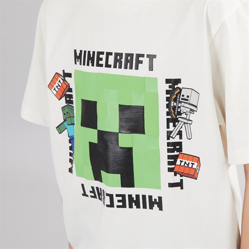 MINECRAFT Junge T-Shirt Und Shorts Set Weiß / Schwarz
