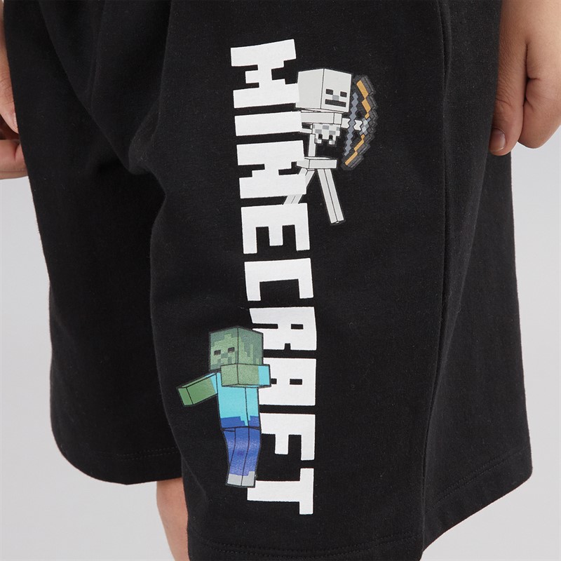 MINECRAFT Junge T-Shirt Und Shorts Set Weiß / Schwarz