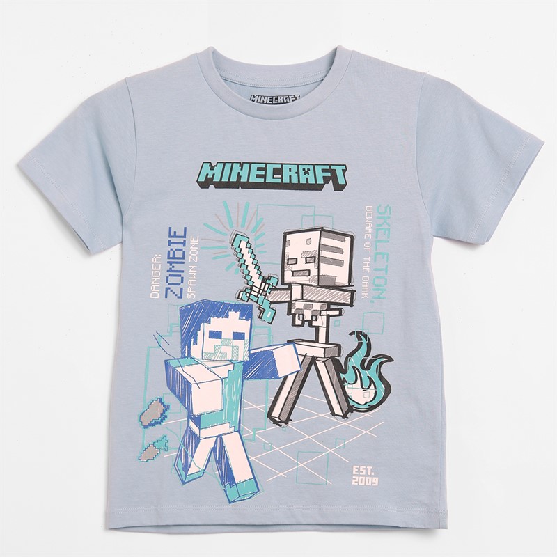 Minecraft Boys Three Pack T-Shirts Set Sky Grey/Blue