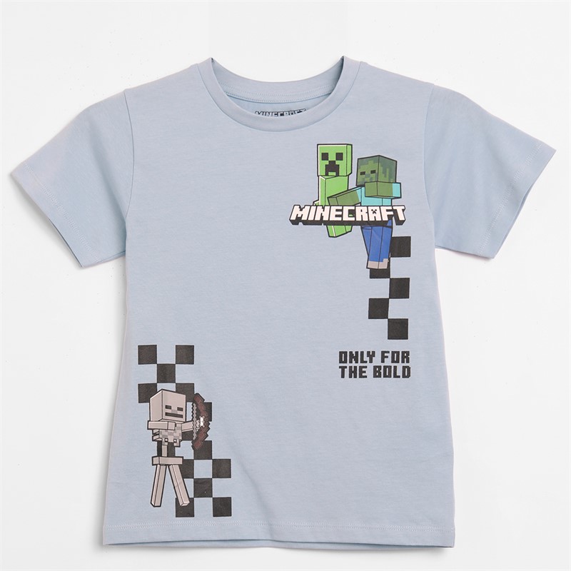 Minecraft Boys Three Pack T-Shirts Set Sky Grey/Blue