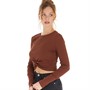 Noisy May Womens Drakey Long Sleeve Top Cappuccino