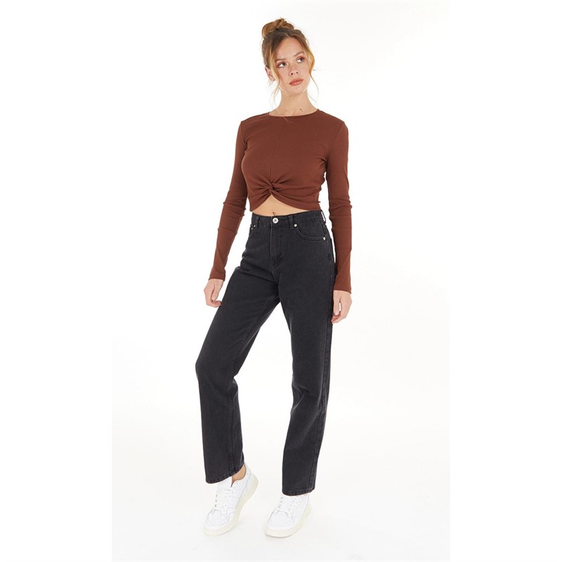 Noisy May Womens Drakey Long Sleeve Top Cappuccino