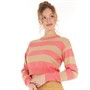 Noisy May Womens Zoe O-Neck Cropped Jumper Sun Kissed Coral