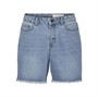 Noisy May Womens Smiley Frill Curve Denim Shorts Light Blue Denim
