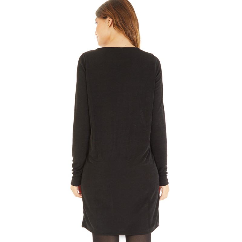 Noisy May Womens Jordan Colla Long Sleeve Boxy Dress Black