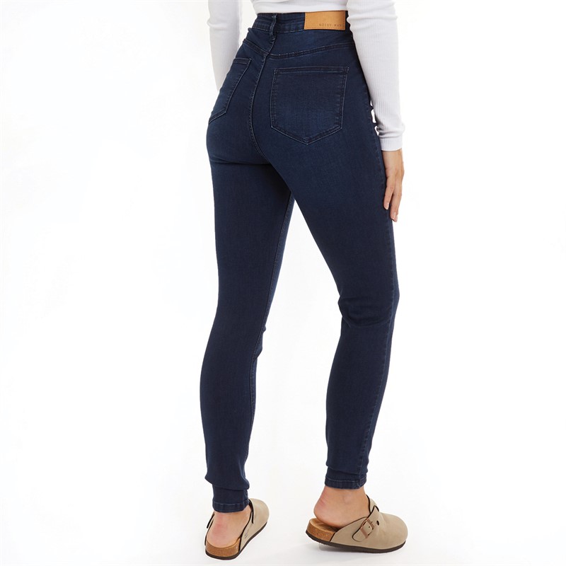 Noisy May Womens Callie High Waist Skinny Jeans Dark Blue Denim