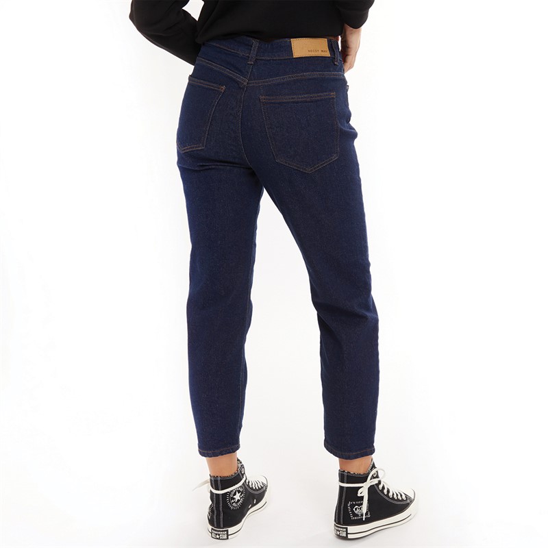 Noisy May Womens Moni High Waist Jeans Dark Blue Denim