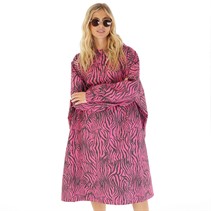 Noisy May Womens Sky Long Sleeve Rain Poncho Black/ Zebra Pink