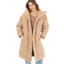 Noisy May Womens Longline Padded Coat Brown