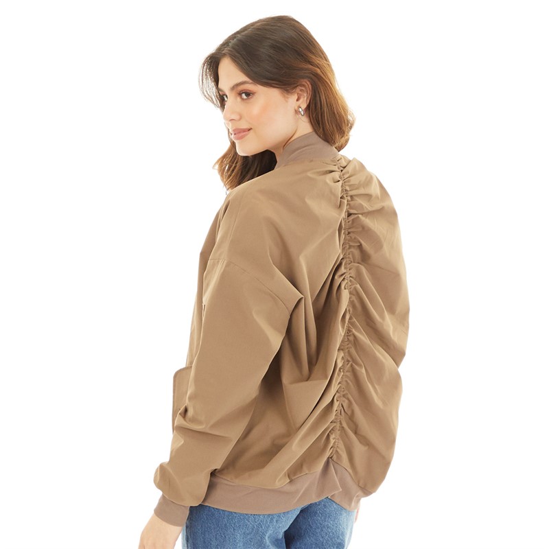 Noisy May Womens Lightweight Bomber Jacket Tan