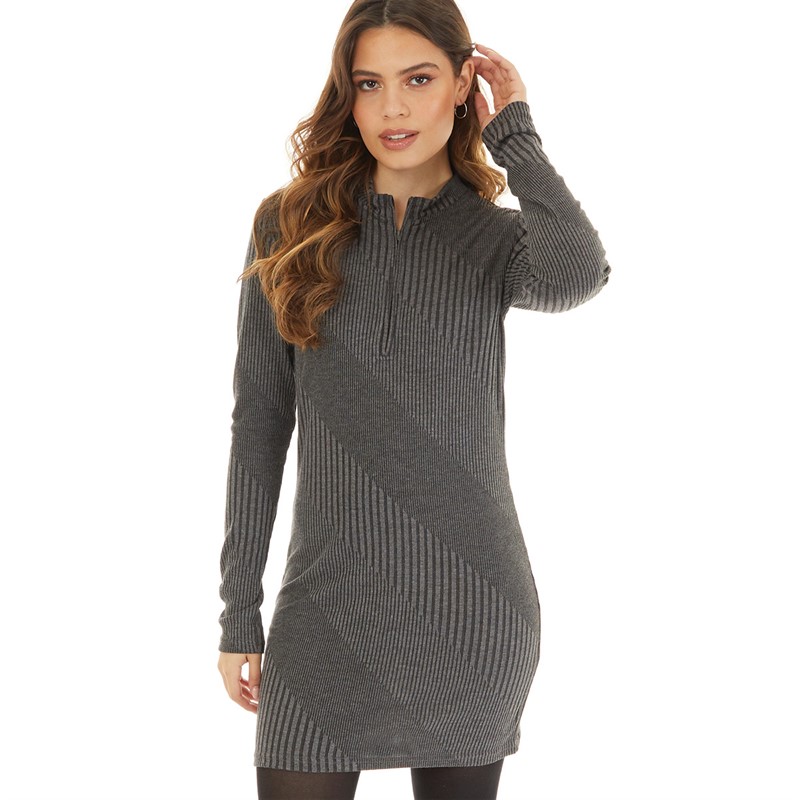 Noisy May Womens 1/2 Zip Dress Charcoal