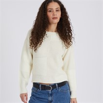 Noisy May Womens Mora Patchwork Jumper Eggnog