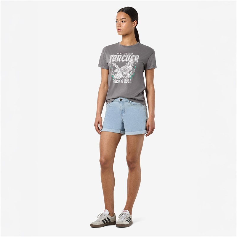 Noisy May Damen Debby Denim Shorts Light Blue Denim