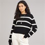 Noisy May Womens Maysa Stripe Knit Jumper Black
