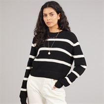Noisy May Womens Maysa Stripe Knit Jumper Black