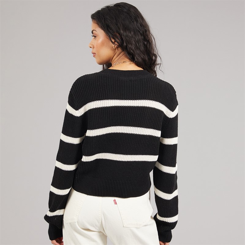 Noisy May Womens Maysa Stripe Knit Jumper Black