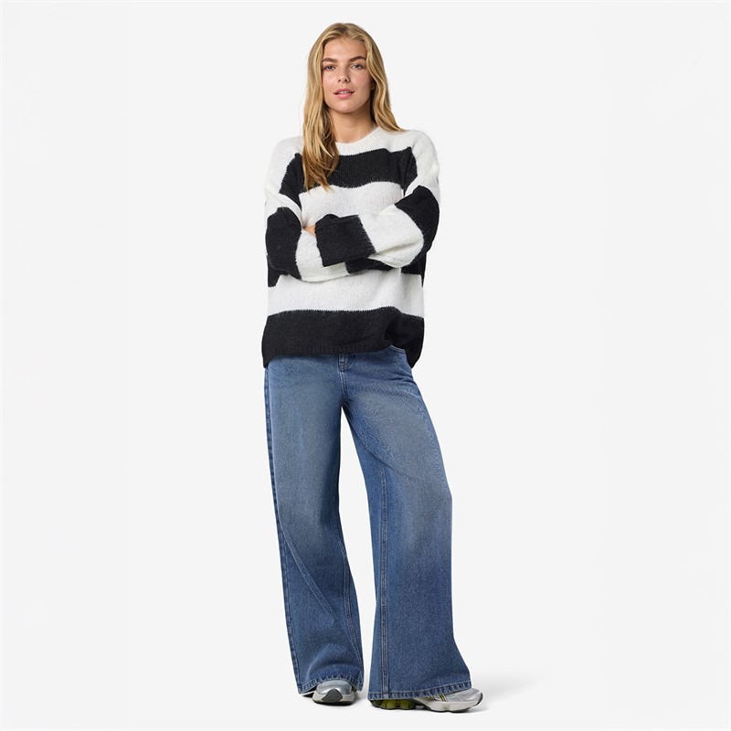 Noisy May Damen Sutton Oversized Strick Pullover Eggnog