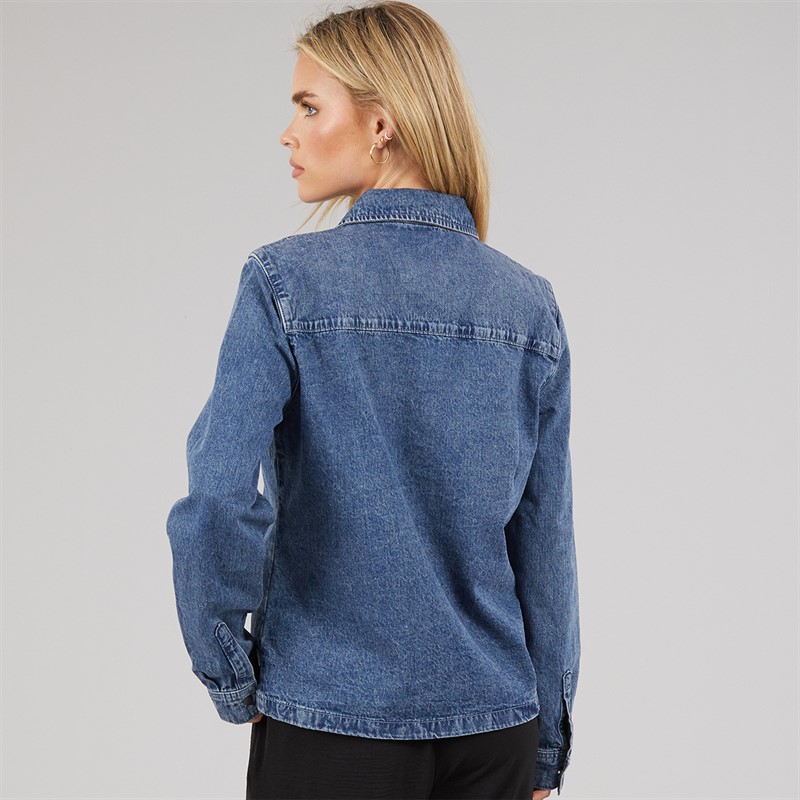 Noisy May Womens Signe Denim Shirt Medium Blue Denim