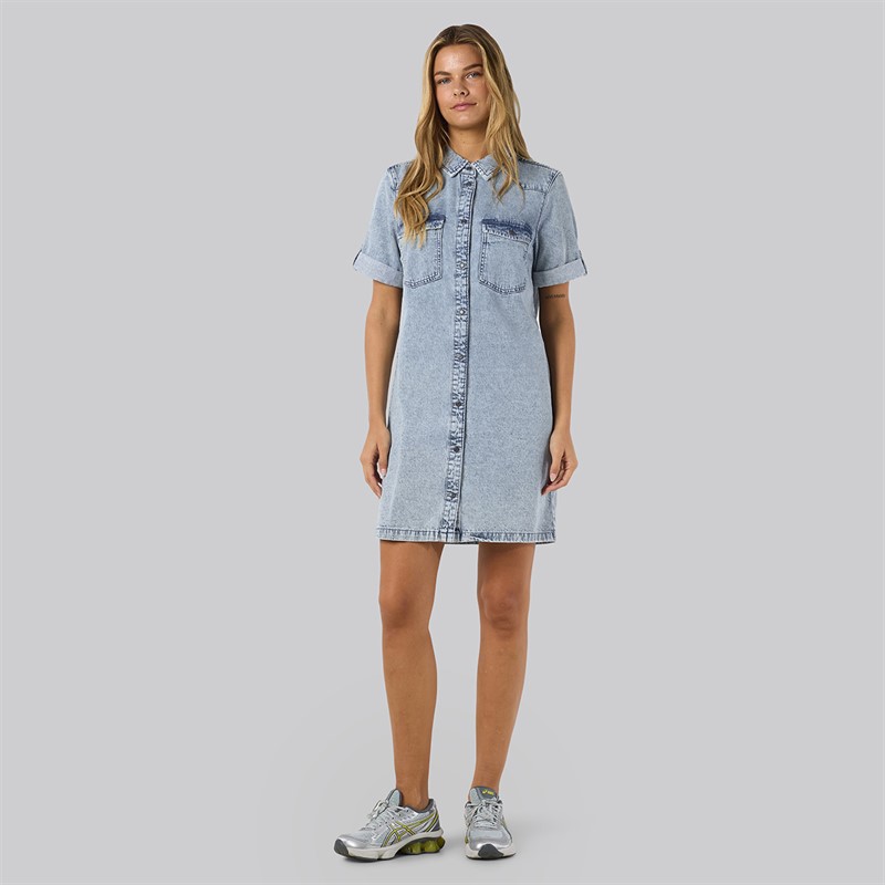 Noisy May Dame Signe Denim Kjole Light Blue Denim