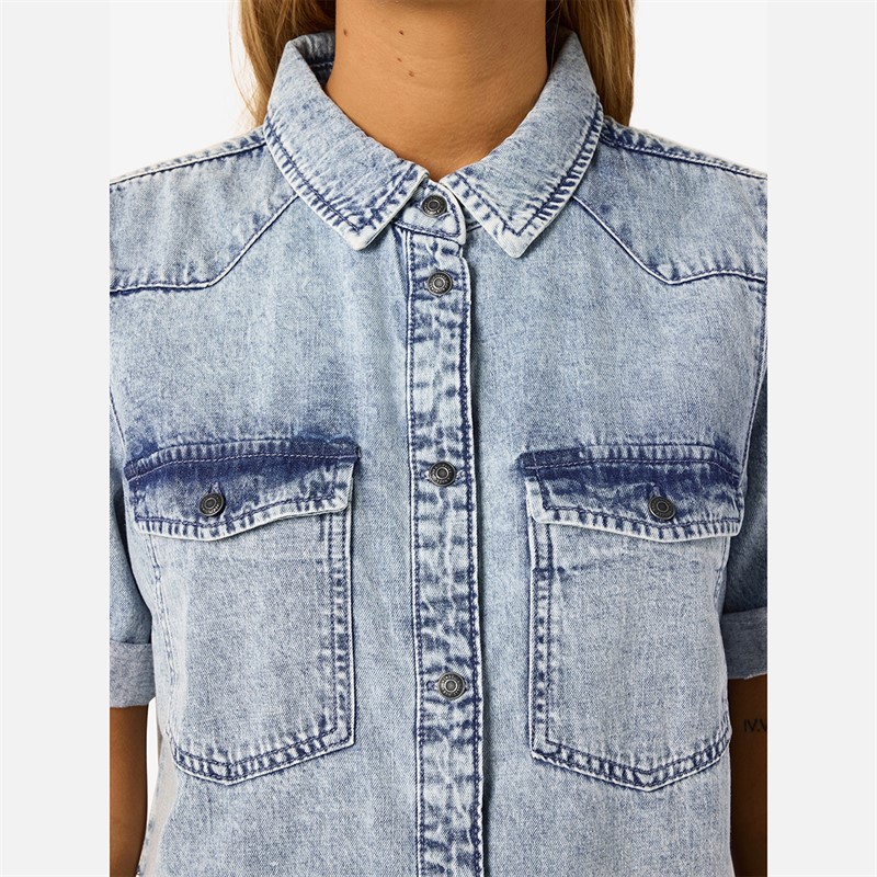 Noisy May Dame Signe Denim Kjole Light Blue Denim