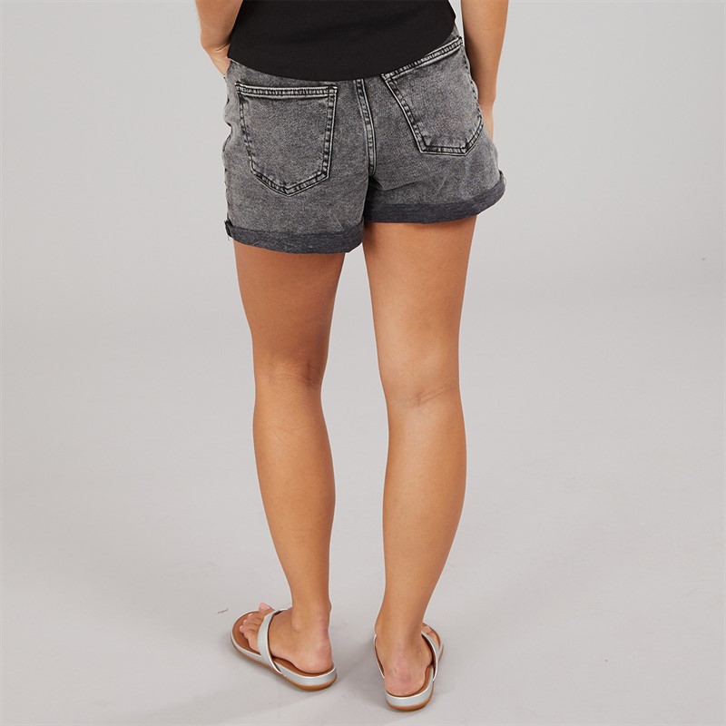 Noisy May Womens High Waist Denim Shorts Dark Grey Denim