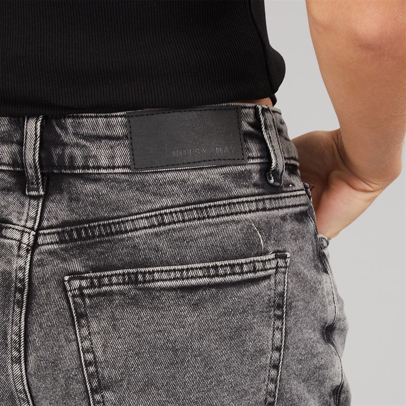 Noisy May Womens High Waist Denim Shorts Dark Grey Denim