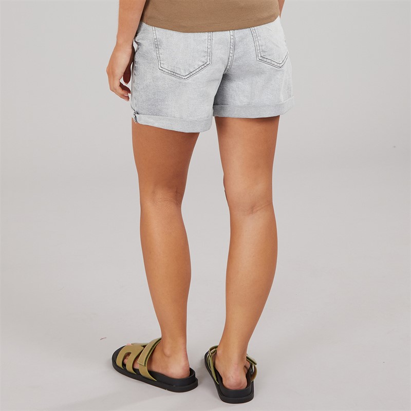 Noisy May Womens High Waist Denim Shorts Light Grey Denim