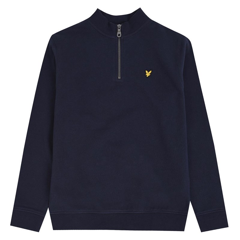 Buy Lyle And Scott Junior Boys Funnel Neck 3/4 Zip Brushback Sweat Navy Blazer